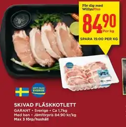 Willys SKIVAD FLÄSKKOTLETT, Medlemspris erbjuda