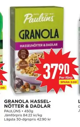 Willys GRANOLA HASSELNÖTTER & DADLAR erbjuda