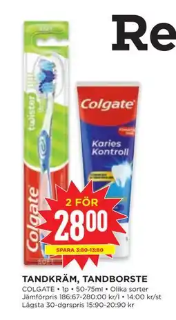 Willys TANDKRÄM, TANDBORSTE. COLGATE erbjuda