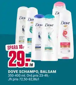 ÖoB DOVE SCHAMPO, BALSAM erbjuda
