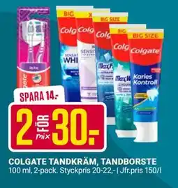 ÖoB COLGATE TANDKRÄM, TANDBORSTE erbjuda