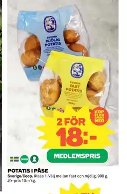 Coop Daglivs POTATIS I PÅSE, Medlemspris erbjuda