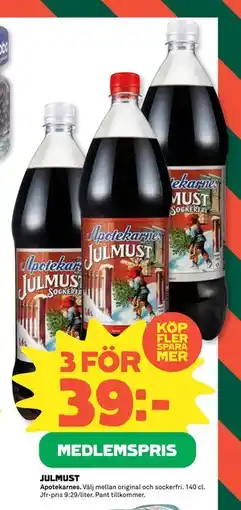 Coop Daglivs JULMUST, Medlemspris erbjuda