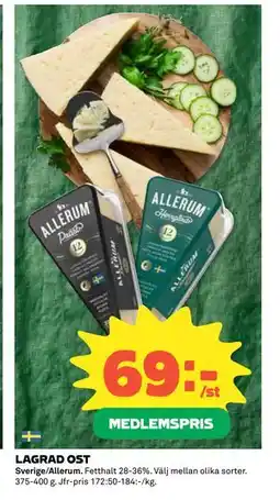 Coop Daglivs LAGRAD OST, Medlemspris erbjuda