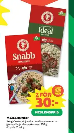 Coop Daglivs MAKARONER, Medlemspris erbjuda