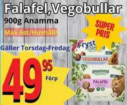 Supergrossen Falafel,Vegobullar erbjuda