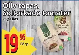 Supergrossen Oliv tapas, Soltorkade tomater erbjuda