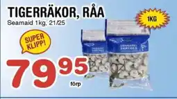 Nya Pulsen Seamaid Tigerräkor, Råa erbjuda