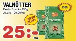 Nya Pulsen Exotic Snacks Valnötter erbjuda