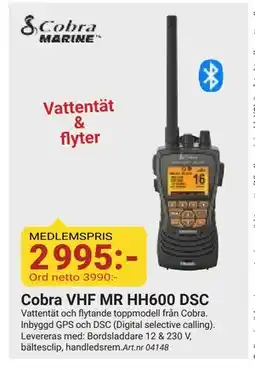Erlandsons Brygga Cobra VHF MR HH600 DSC, Medlemspris erbjuda