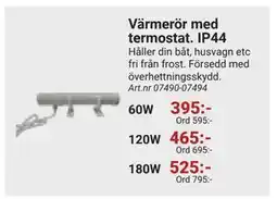 Erlandsons Brygga Värmerör med termostat. IP44 erbjuda