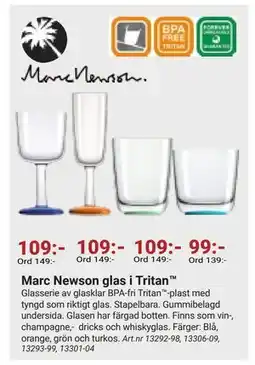 Erlandsons Brygga Marc Newson glas i Tritan erbjuda