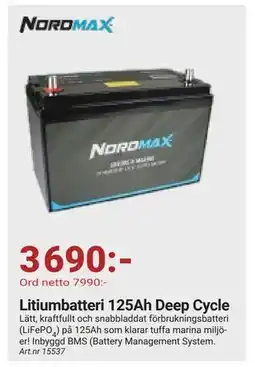 Erlandsons Brygga Litiumbatteri 125Ah Deep Cycle erbjuda