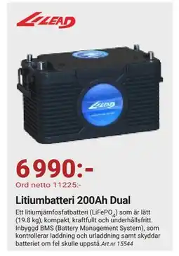 Erlandsons Brygga Litiumbatteri 200Ah Dual erbjuda