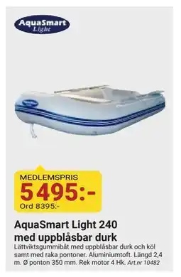 Erlandsons Brygga AquaSmart Light 240 med uppblåsbar durk, Medlemspris erbjuda