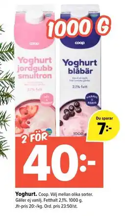 Coop Extra Yoghurt erbjuda