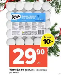 Coop Extra Värmeljus 50-pack erbjuda