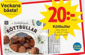 Matöppet Garant Köttbullar erbjuda