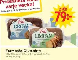 Matöppet Fria Formbröd Glutenfritt erbjuda