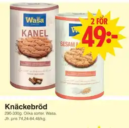 Matöppet Wasa Knäckebröd erbjuda