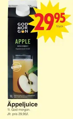 Matöppet God morgon Äppeljuice erbjuda