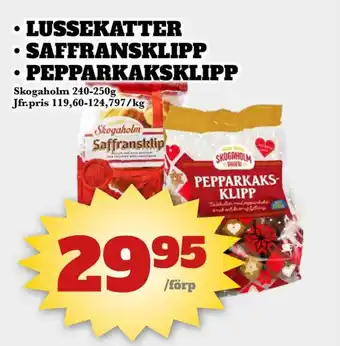 Skogaholm Lussekatter • Saffransklipp • Pepparkaksklipp