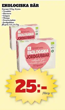 Bonum Matmarknad Garant Ekologiska bär erbjuda