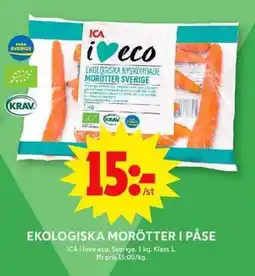 ICA Maxi ICA Ekologiska morötter i påse erbjuda