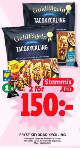 ICA Maxi GULDFÅGELN Fryst kryddad kyckling erbjuda