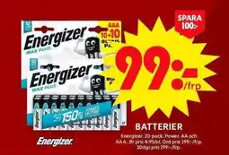 ICA Maxi ENERGIZER Batterier erbjuda