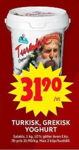 ICA Maxi SALAKIS Turkisk, grekisk yoghurt erbjuda