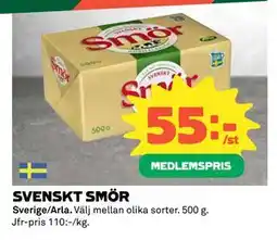 Coop SVENSKT SMÖR, Medlemspris erbjuda
