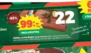 Coop FÄRSK LAXFILÉSIDA, Medlemspris erbjuda