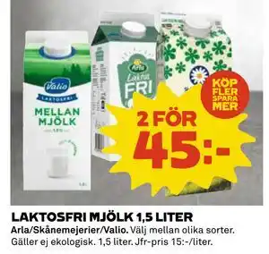 LAKTOSFRI MJÖLK 1,5 LITER
