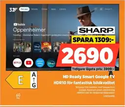 Power SHARP HD Ready Smart Google TV 32HF2465E erbjuda