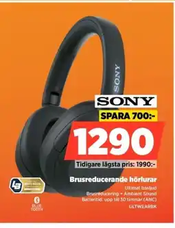 Power SONY Brusreducerande hörlurar ULTWEARBK erbjuda