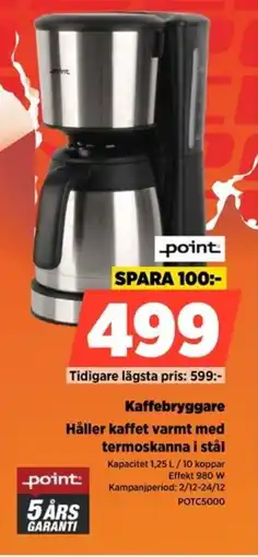 Power Kaffebryggare POTC5000 erbjuda