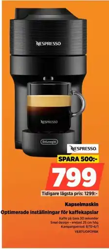 Power NESPRESSO Kapselmaskin VERTUOPOPBK erbjuda