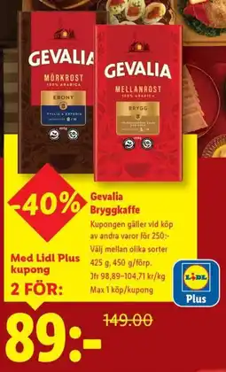 Lidl Gevalia Bryggkaffe erbjuda