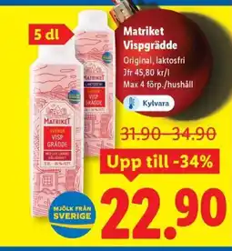 Lidl Matriket Vispgrädde erbjuda