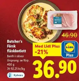 Lidl Butcher's Färsk fläskkotlett erbjuda