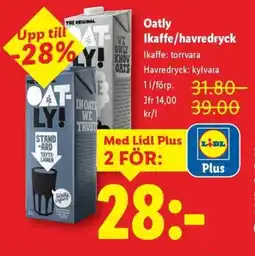 Lidl Oatly Ikaffe/havredryck erbjuda