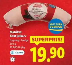 Lidl Matriket Kokt julkorv erbjuda