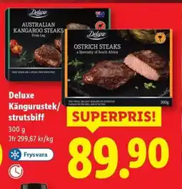 Lidl Deluxe Kängurustek/ strutsbiff erbjuda