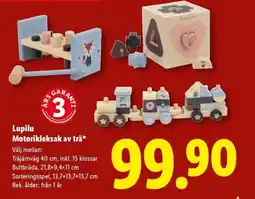 Lidl Lupilu Motorikleksak av trä erbjuda