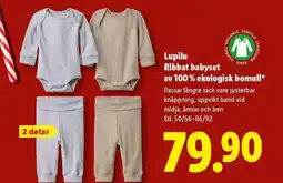 Lidl Lupilu Ribbat babyset av 100% ekologisk bomull erbjuda