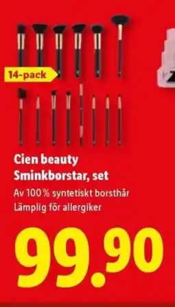 Lidl Cien beauty Sminkborstar, set erbjuda