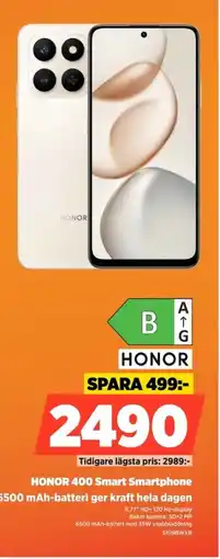 Power HONOR 400 Smart Smartphone 5109BWXR erbjuda
