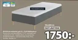 JYSK SKAUPA M resårbotten grå-33 + FLYA bäddmadrass erbjuda