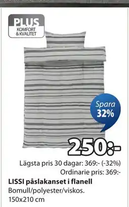 JYSK LISSI påslakanset i flanell erbjuda